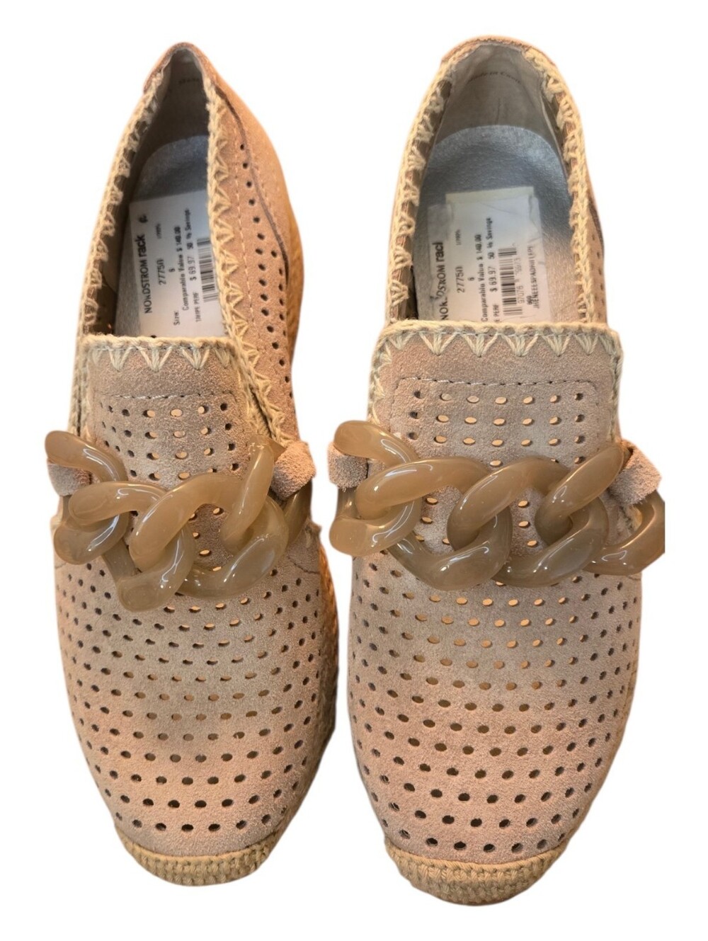 Dolce Vita Ivory Perforated Espadrilles Size 6 Slip-On Loafers Shoes Suede Like